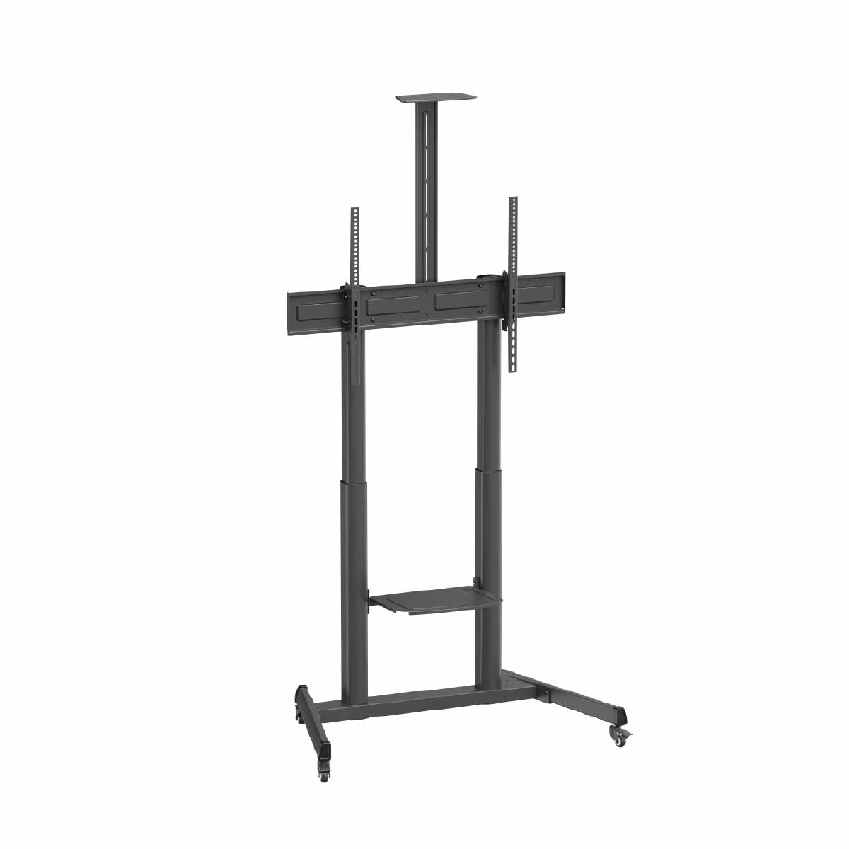 Telescope Height-Adjustable Steel TV Cart with Quick-Release Spring Lock